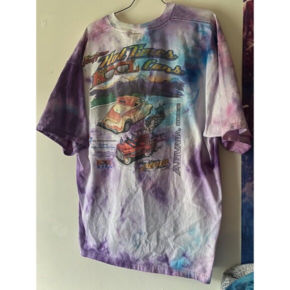 VTG Tie Dyed Hot Rod ‘Hot Times Kool Cars’ Tee Mens XL - Picture 1 of 3